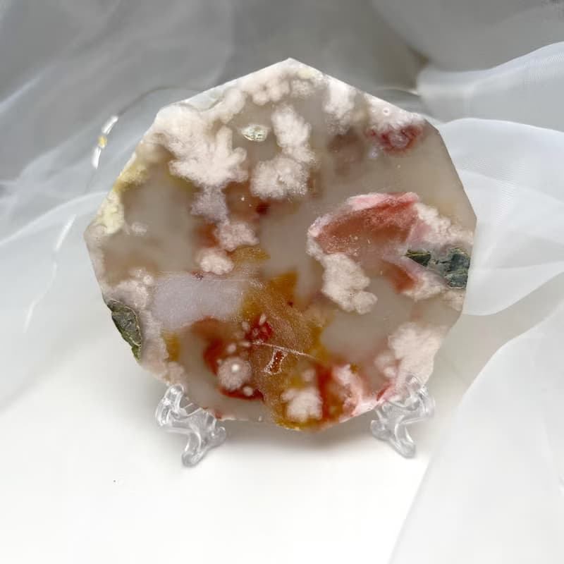 抹櫻。原礦 一圖一物 擺件 療癒 磨砂 l 櫻花瑪瑙片 l