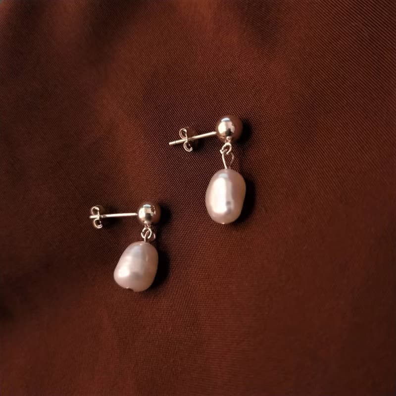 │輕奢│巴洛克珍珠 • 垂墜耳飾 • 純銀 • 純銀耳環