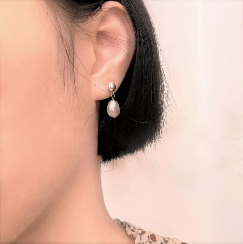 │輕奢│巴洛克珍珠 • 垂墜耳飾 • 純銀 • 純銀耳環