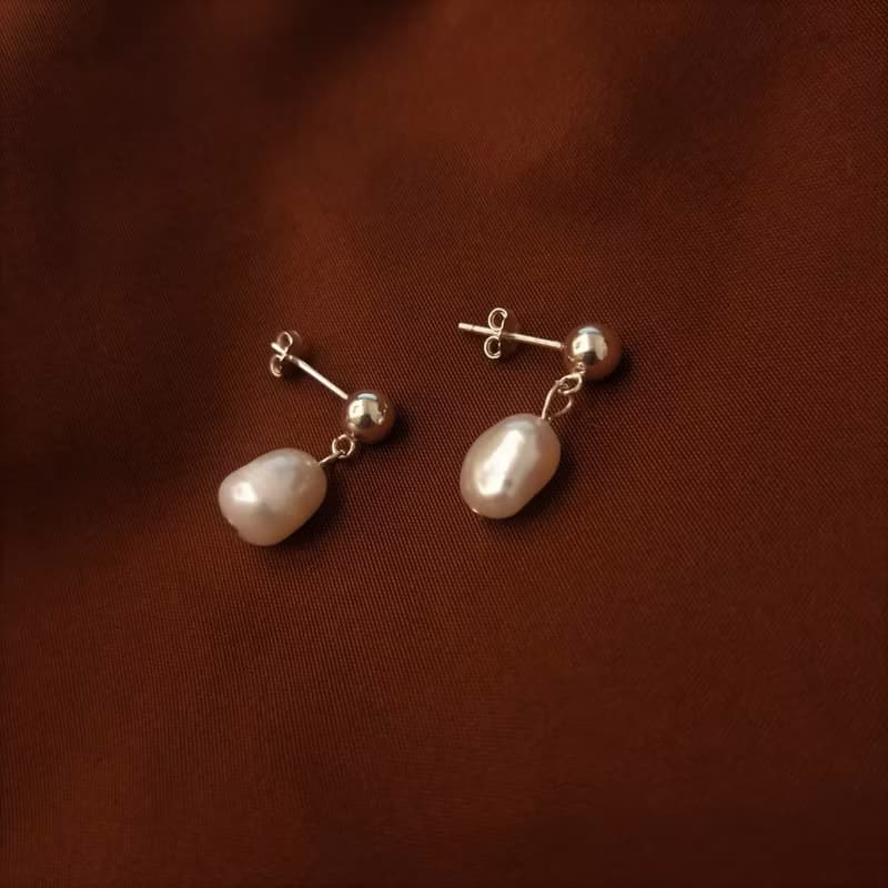 │輕奢│巴洛克珍珠 • 垂墜耳飾 • 純銀 • 純銀耳環