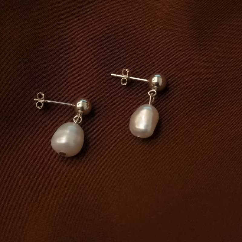 │輕奢│巴洛克珍珠 • 垂墜耳飾 • 純銀 • 純銀耳環
