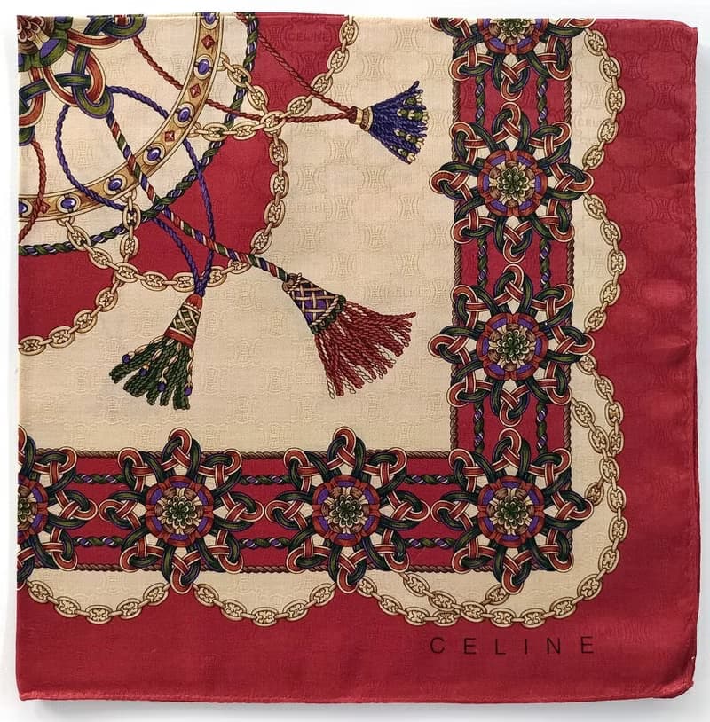 Celine Vintage Scarf Luxury Jewelry Tassel 23 x 23 inches