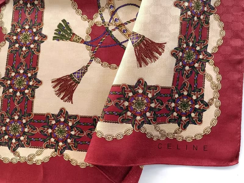 Celine Vintage Scarf Luxury Jewelry Tassel 23 x 23 inches