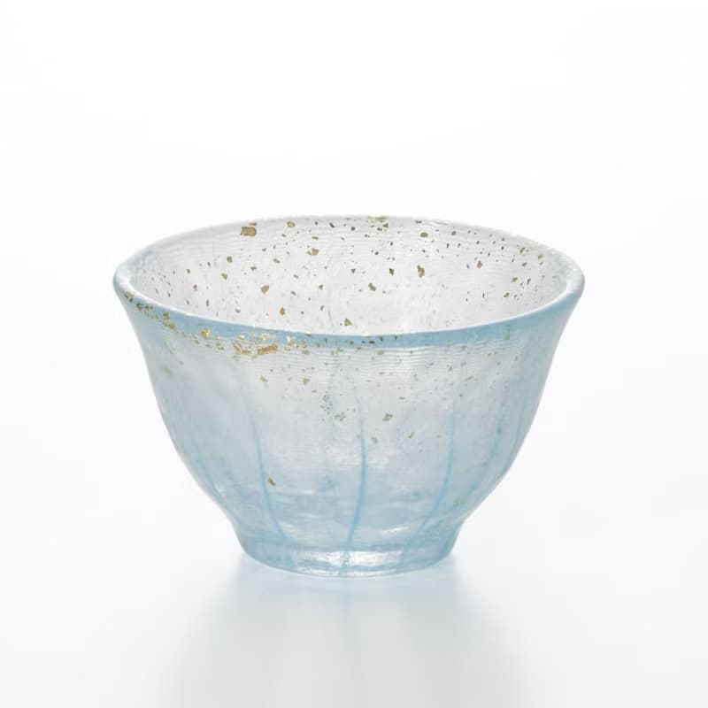 【新品】日本津輕 庄內 金箔水藍清酒杯 70ml