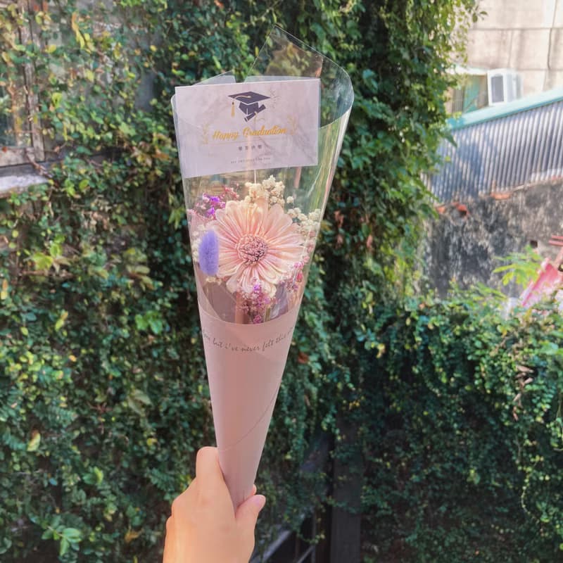 畢業季漸層小太陽甜筒單支花 乾燥花/聖誕節/畢業花束/畢業季