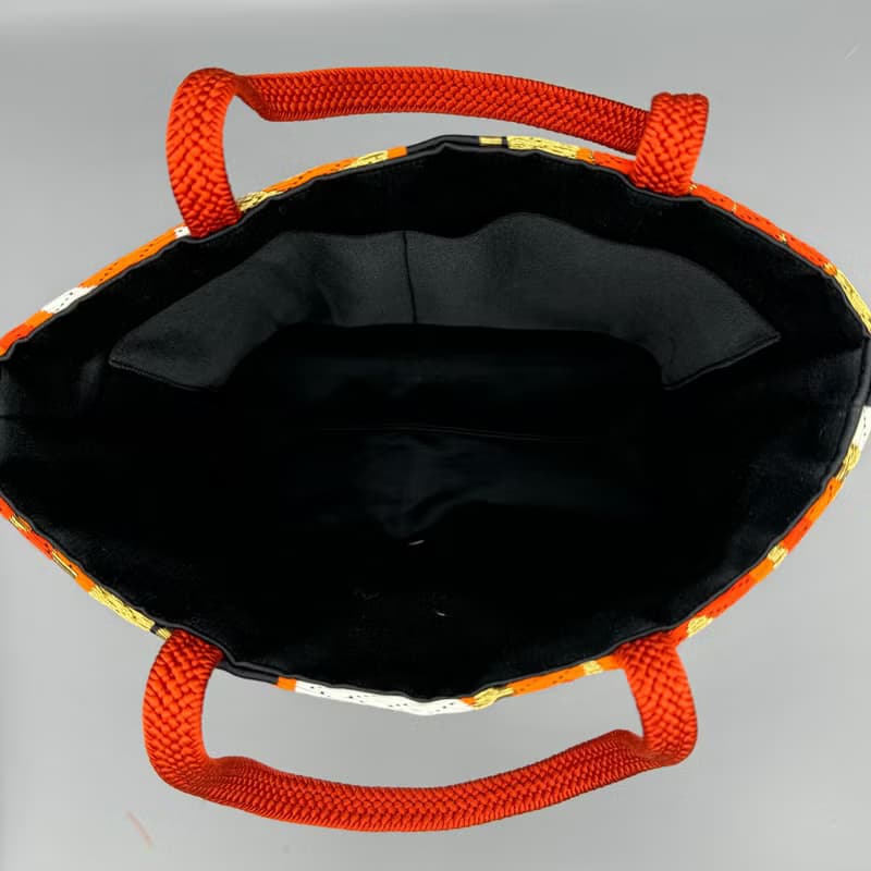 着物 帯 帯締め リメイク トートバッグ ハンドメイド 黒 帯締め