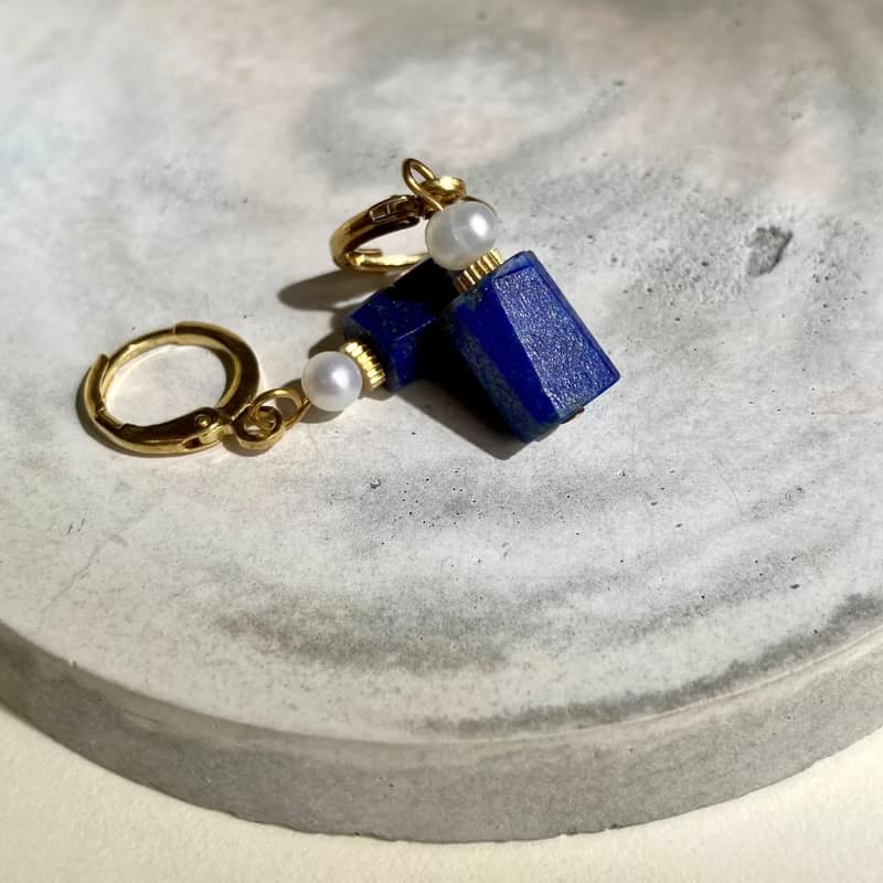 老林雜貨 | 青金石珍珠耳環 (針式 / 夾式)
