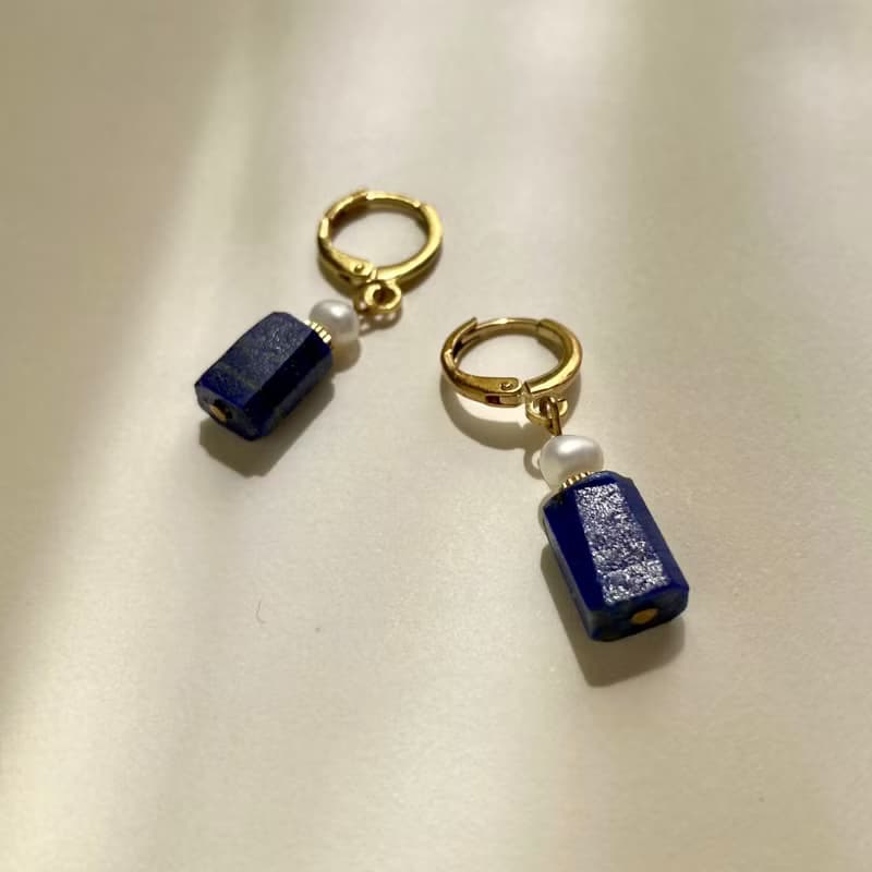 老林雜貨 | 青金石珍珠耳環 (針式 / 夾式)
