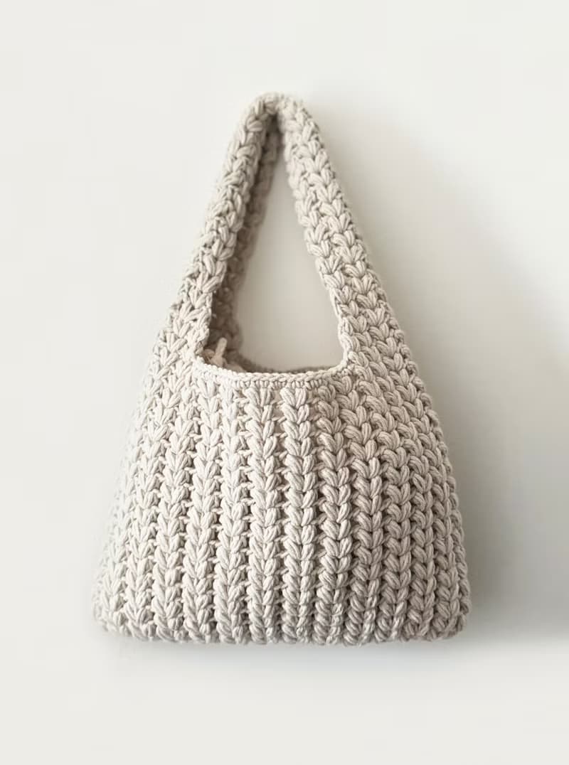 鈎織立體圖案側孭托特包