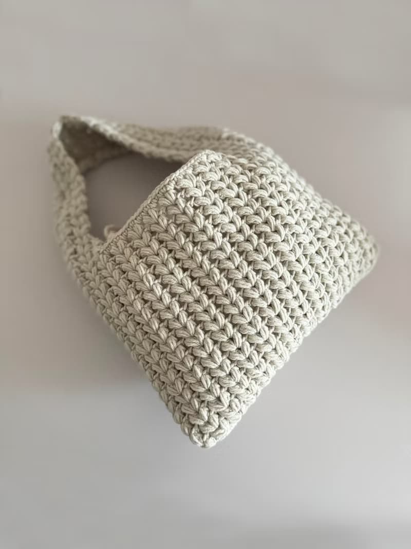 鈎織立體圖案側孭托特包