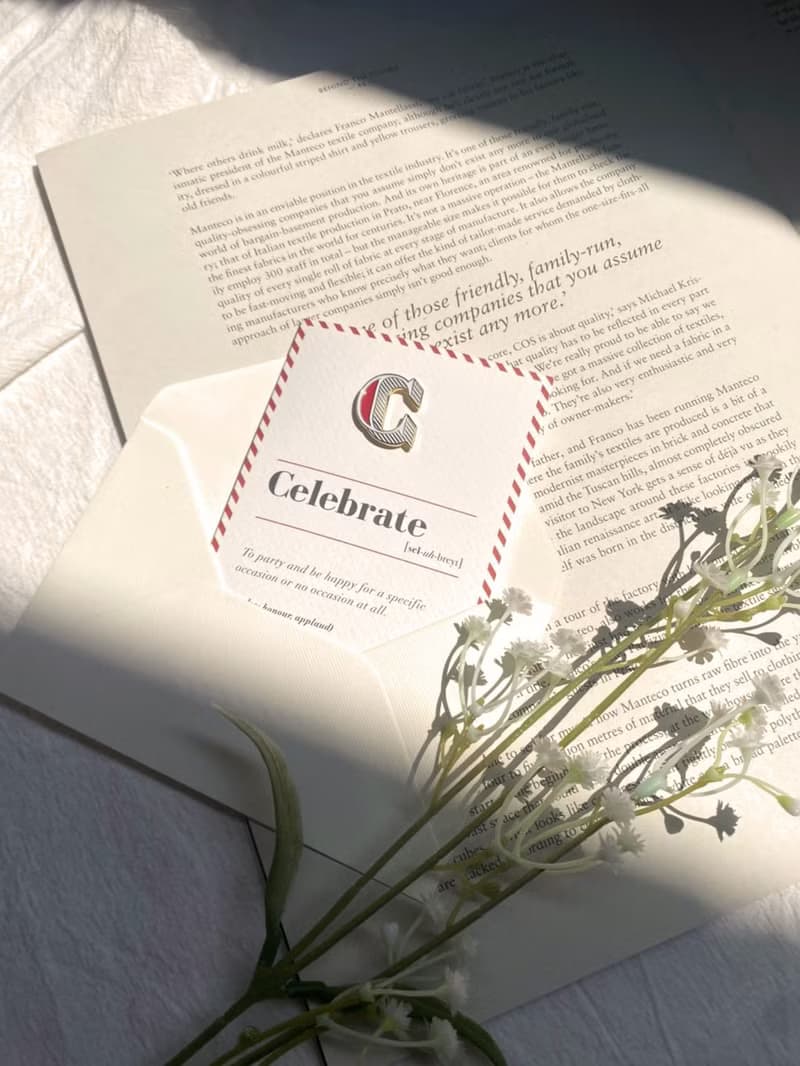 C / Celebrate -琺瑯徽章卡－附信封 開學季 情人卡 萬用字母卡