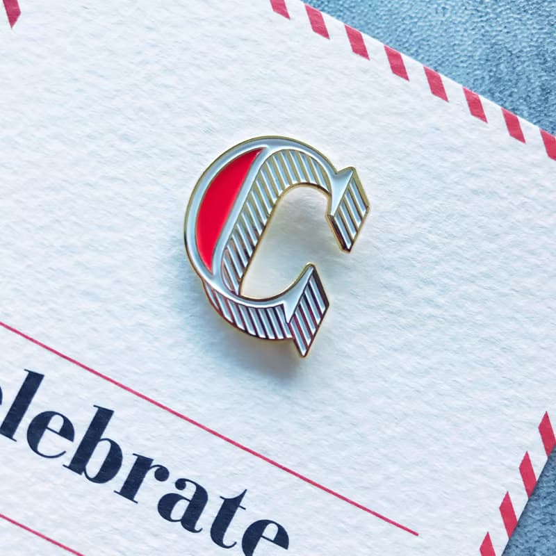 C / Celebrate -琺瑯徽章卡－附信封 開學季 情人卡 萬用字母卡