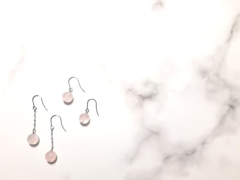 粉水晶 / 水晶系列耳環 / 可改耳夾
