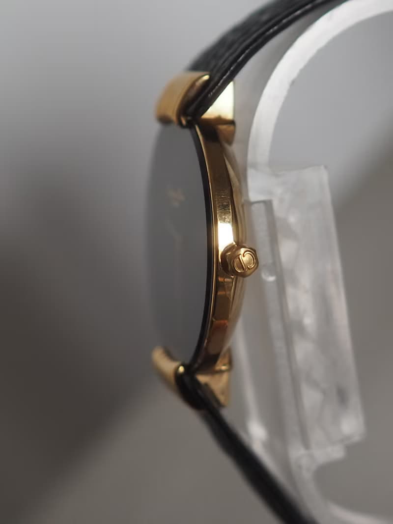 Christian Dior ディオール ブラックムーン ウォッチ 腕時計 ゴールド  ブラック レザー レディース ヴィンテージ
