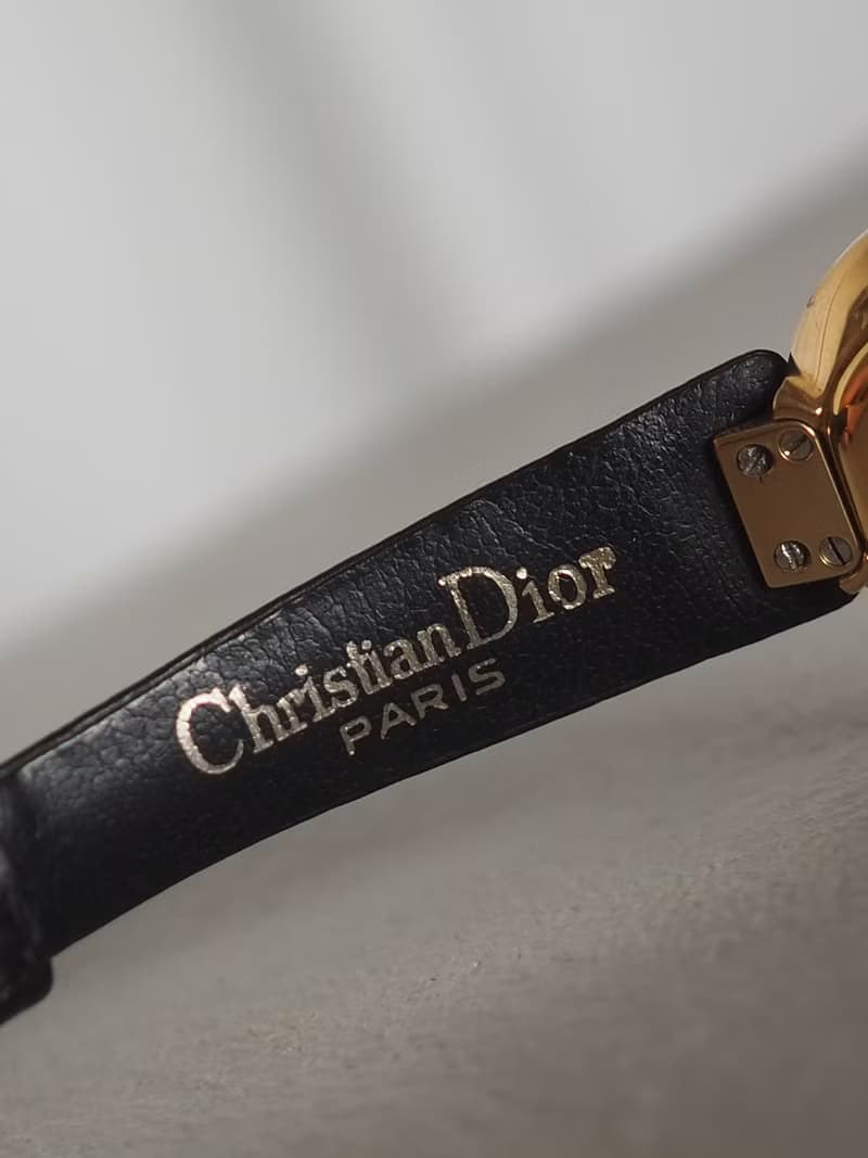 Christian Dior ディオール ブラックムーン ウォッチ 腕時計 ゴールド  ブラック レザー レディース ヴィンテージ