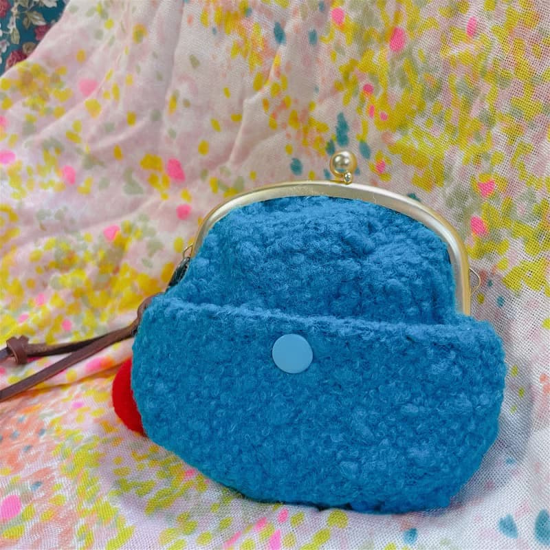 手作富士山圓圓口金包零錢包隨身包