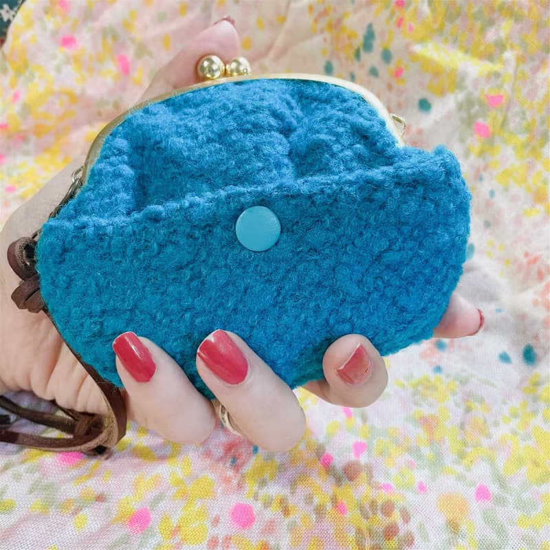 手作富士山圓圓口金包零錢包隨身包