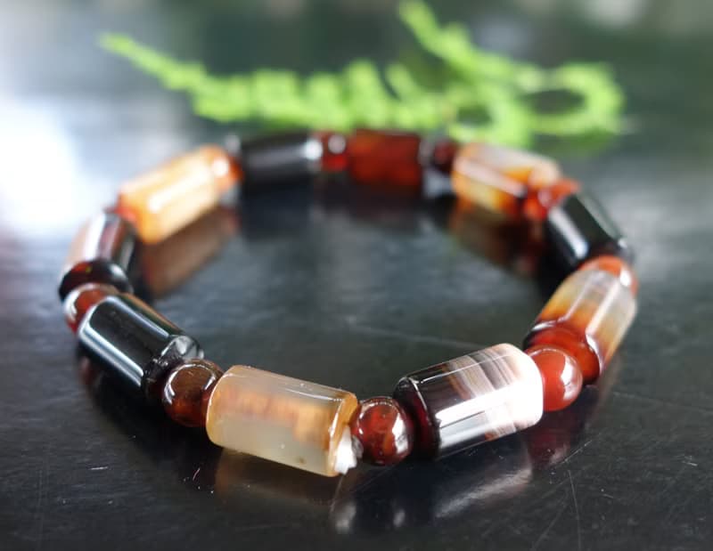 天然瑪瑙管珠 17.3克 手鍊 手串 瑪瑙手串 缐珠 天然瑪瑙 天珠