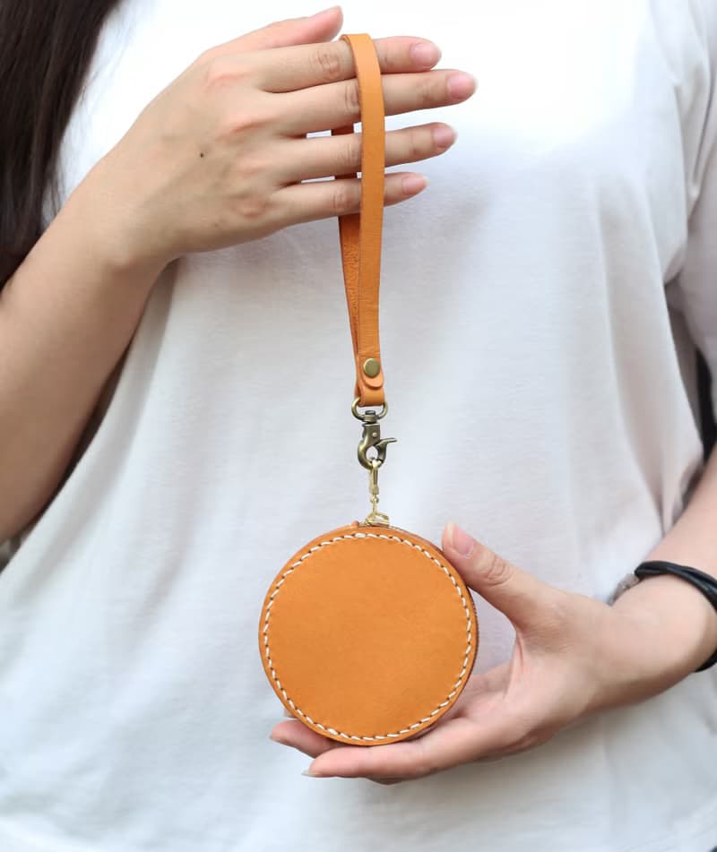 【真皮圓圓拉鍊零錢包】歐洲植鞣牛皮/多色可選