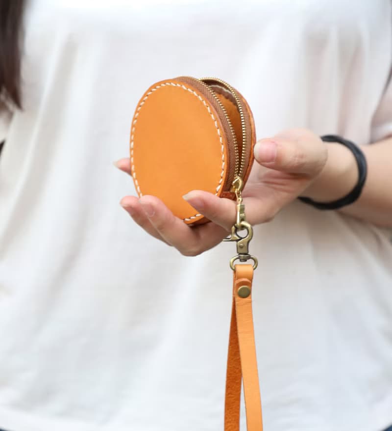 【真皮圓圓拉鍊零錢包】歐洲植鞣牛皮/多色可選