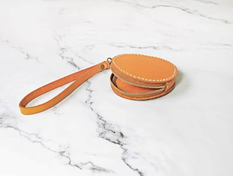 【真皮圓圓拉鍊零錢包】歐洲植鞣牛皮/多色可選