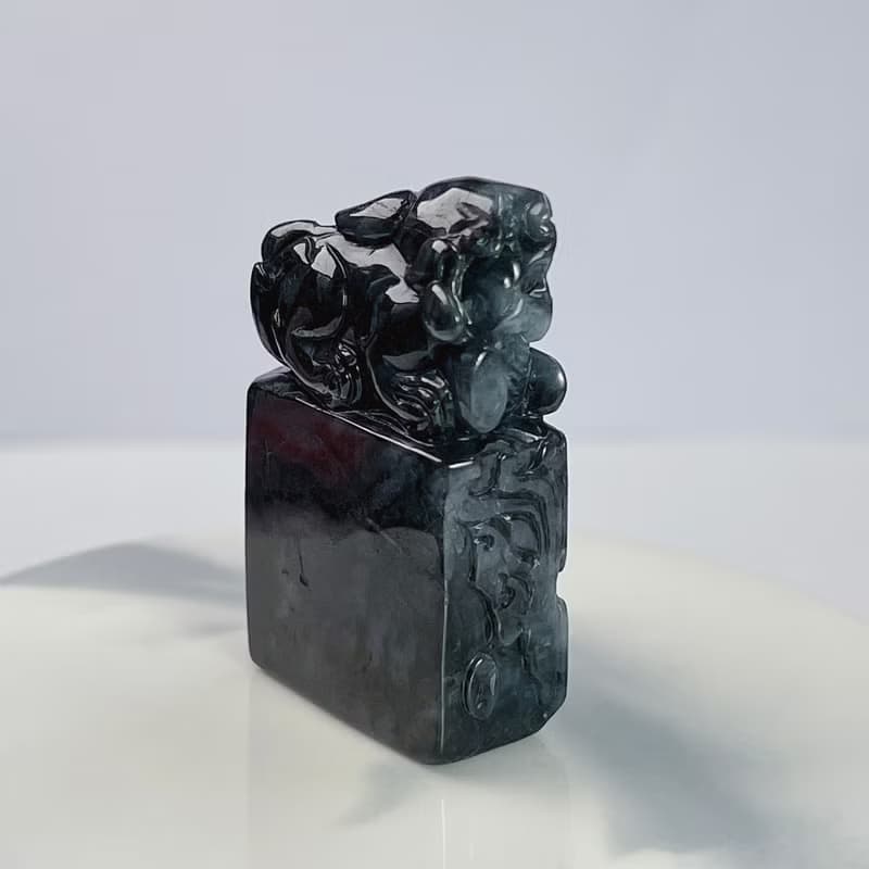 【招財神獸】烏雞翡翠貔貅印章 | 天然緬甸玉翡翠A貨 | 送禮