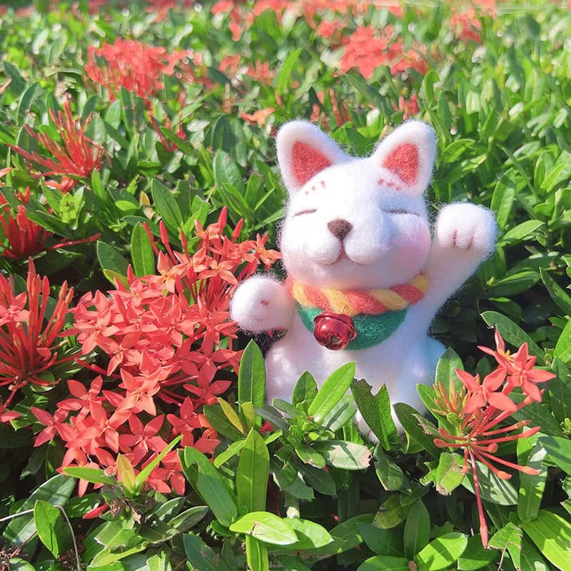 兔包製純手工招財貓羊毛氈 新年開運小物