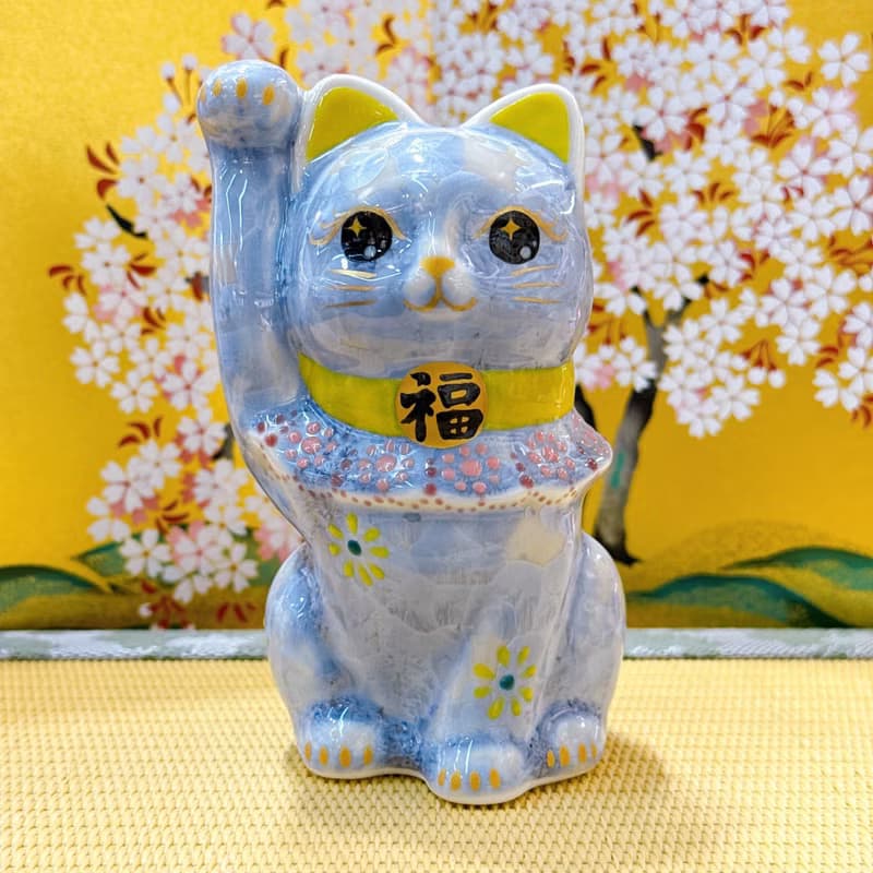 【晶藤迎祥】日本清水燒招財貓 | 花結晶 - 銀藤 招福
