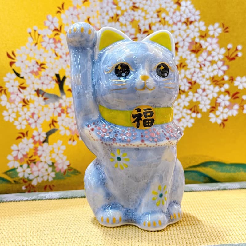 【晶藤迎祥】日本清水燒招財貓 | 花結晶 - 銀藤 招福