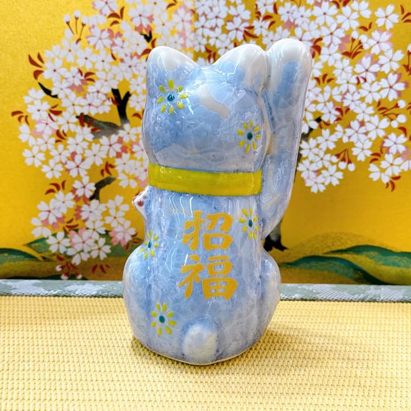 【晶藤迎祥】日本清水燒招財貓 | 花結晶 - 銀藤 招福