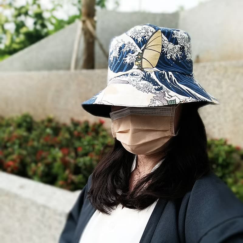 貓咪衝浪浮世繪 漁夫帽 雙面帽子