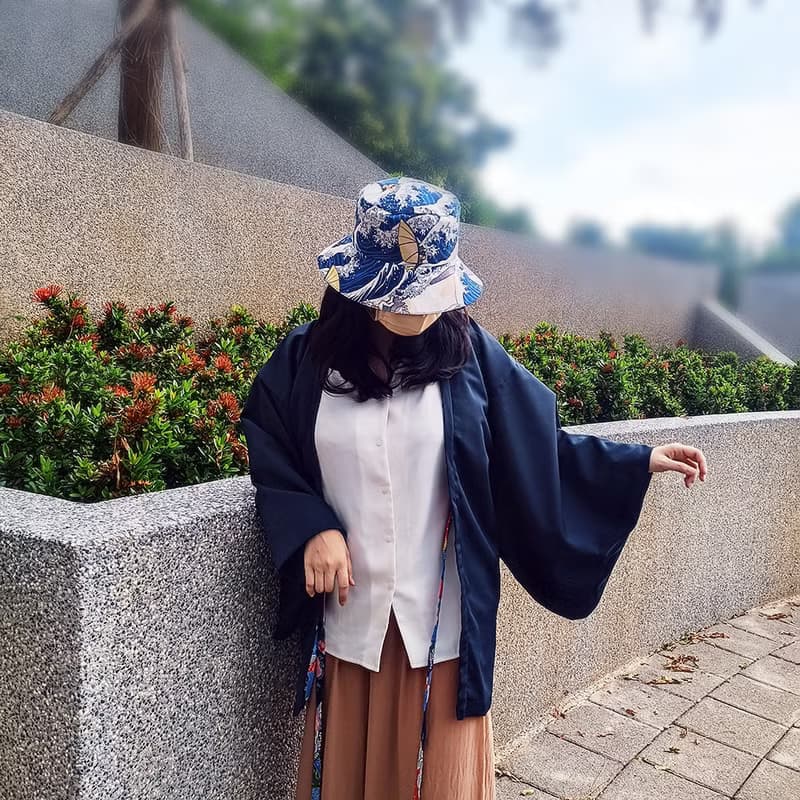 貓咪衝浪浮世繪 漁夫帽 雙面帽子