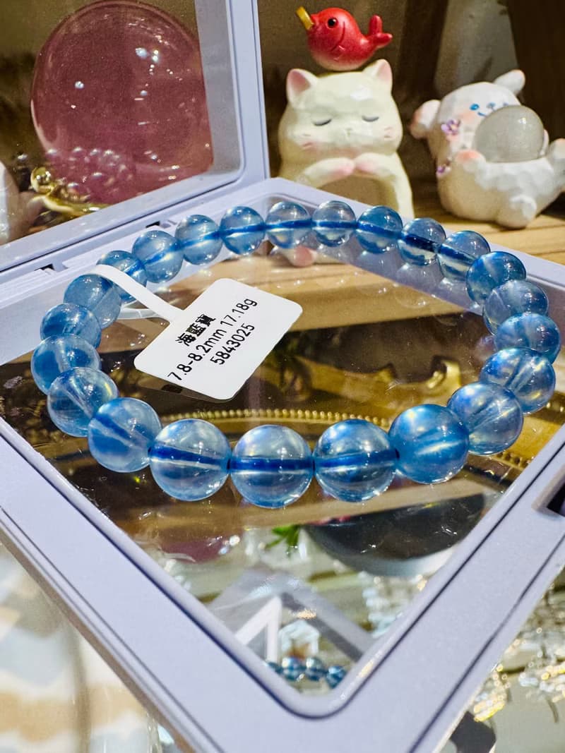 畢業級冰體天空藍海藍寶7.8-8.2mm17.18g平衡情緒減緩壓力溝通力