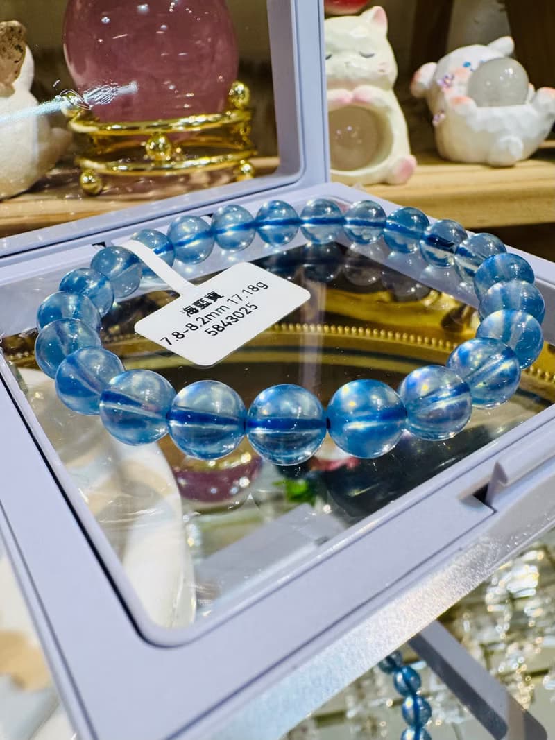 畢業級冰體天空藍海藍寶7.8-8.2mm17.18g平衡情緒減緩壓力溝通力