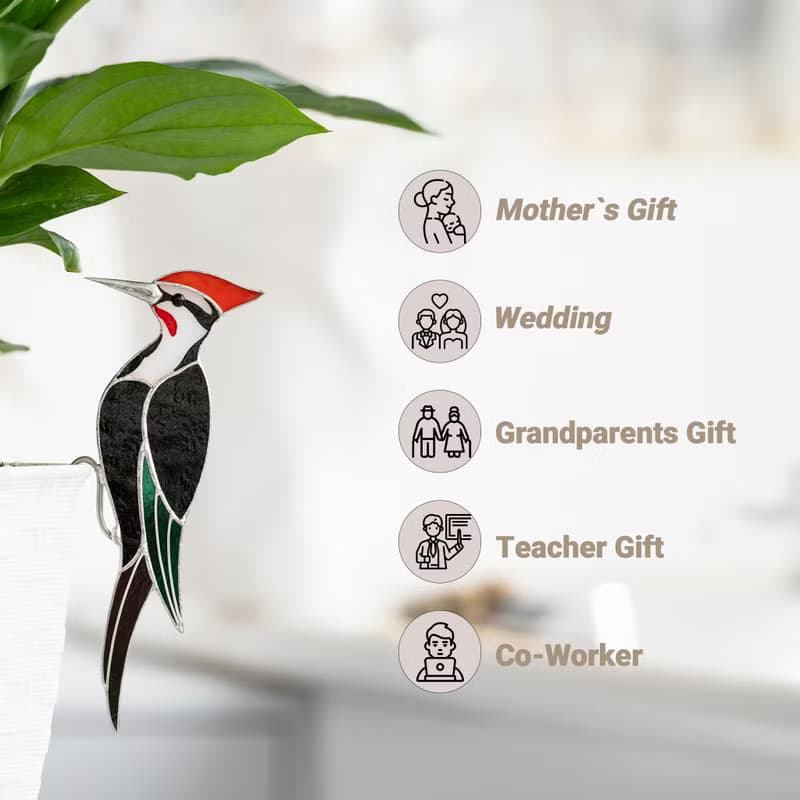 彩繪玻璃啄木鳥捕日器 花盆裝飾 園藝花盆裝飾