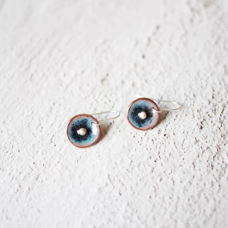 Minimal日式簡約琺瑯耳環│月影