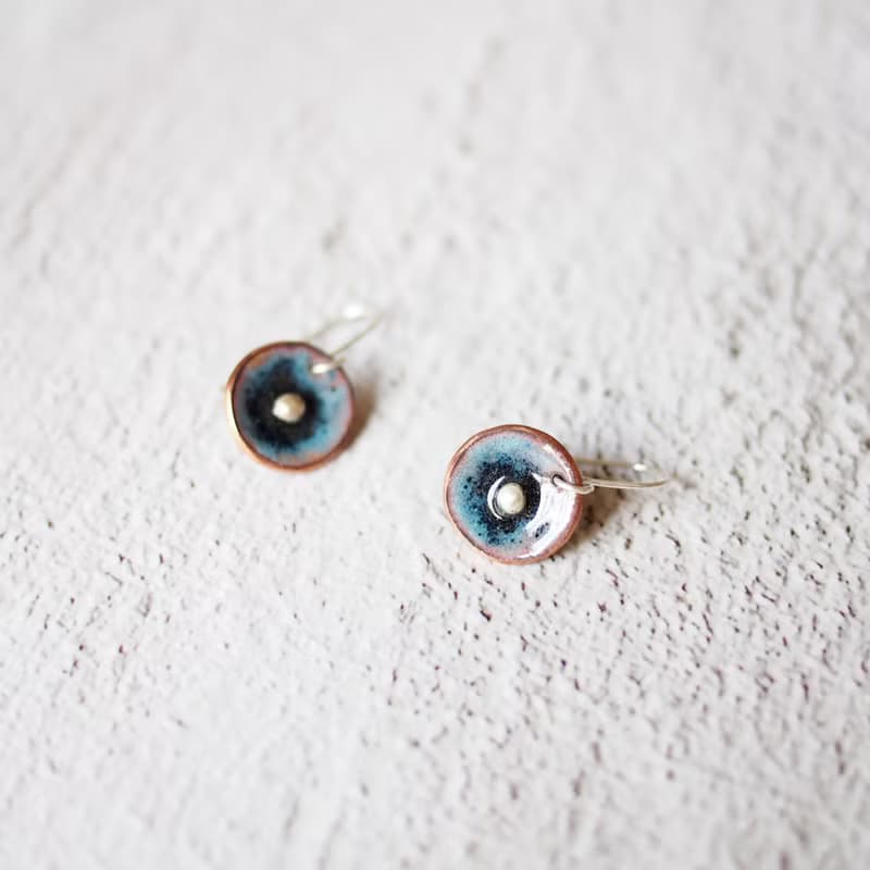 Minimal日式簡約琺瑯耳環│月影