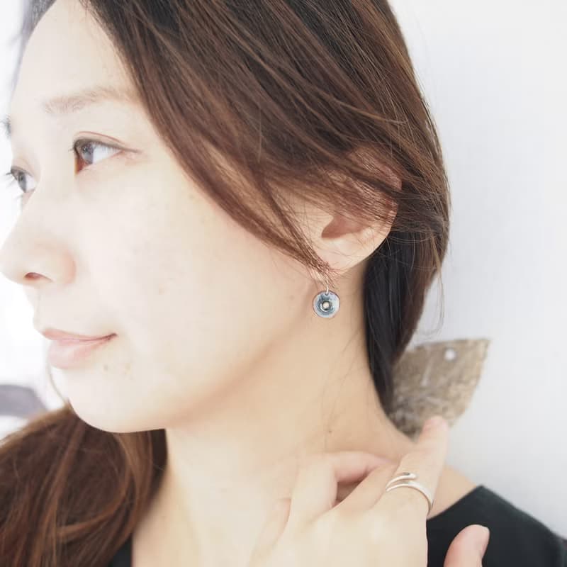 Minimal日式簡約琺瑯耳環│月影