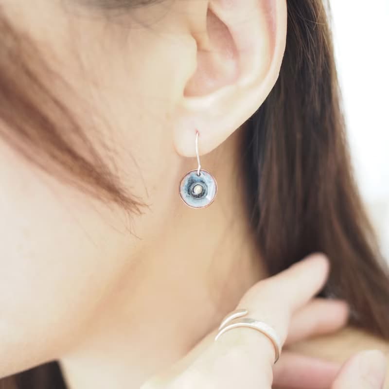 Minimal日式簡約琺瑯耳環│月影