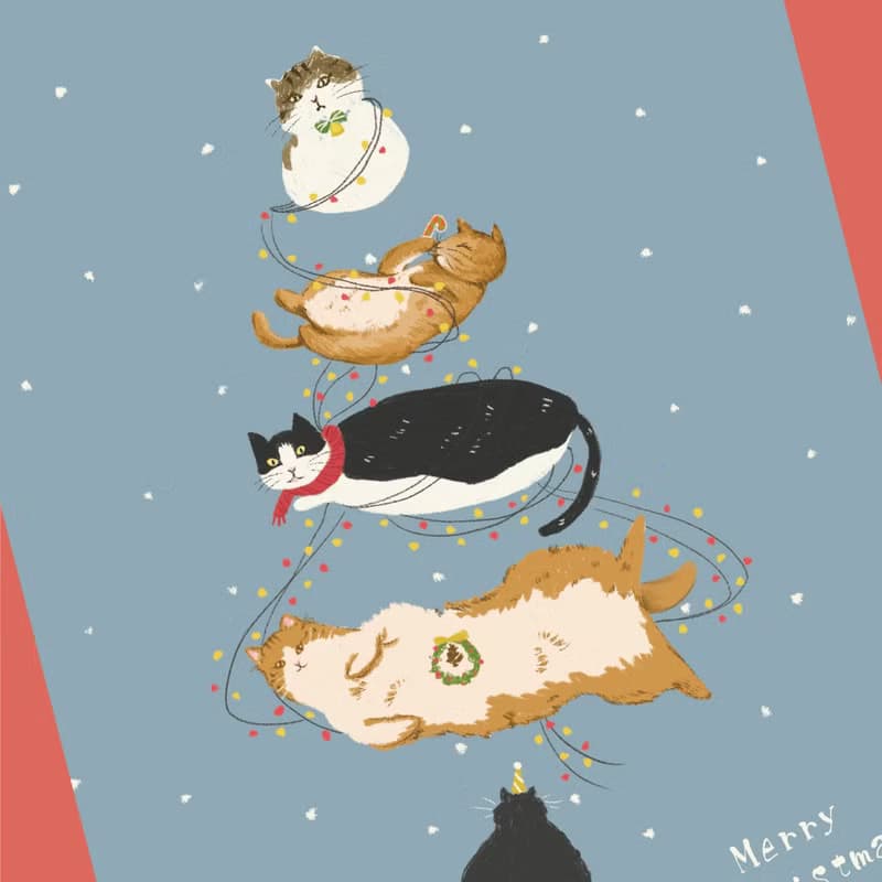 【貓咪們的聖誕派對】聖誕節|卡片|交換禮物|貓咪