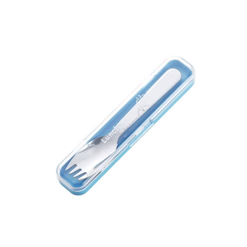 日本高桑金屬 日製不鏽鋼餐用叉匙附收納盒-藍盒-3入