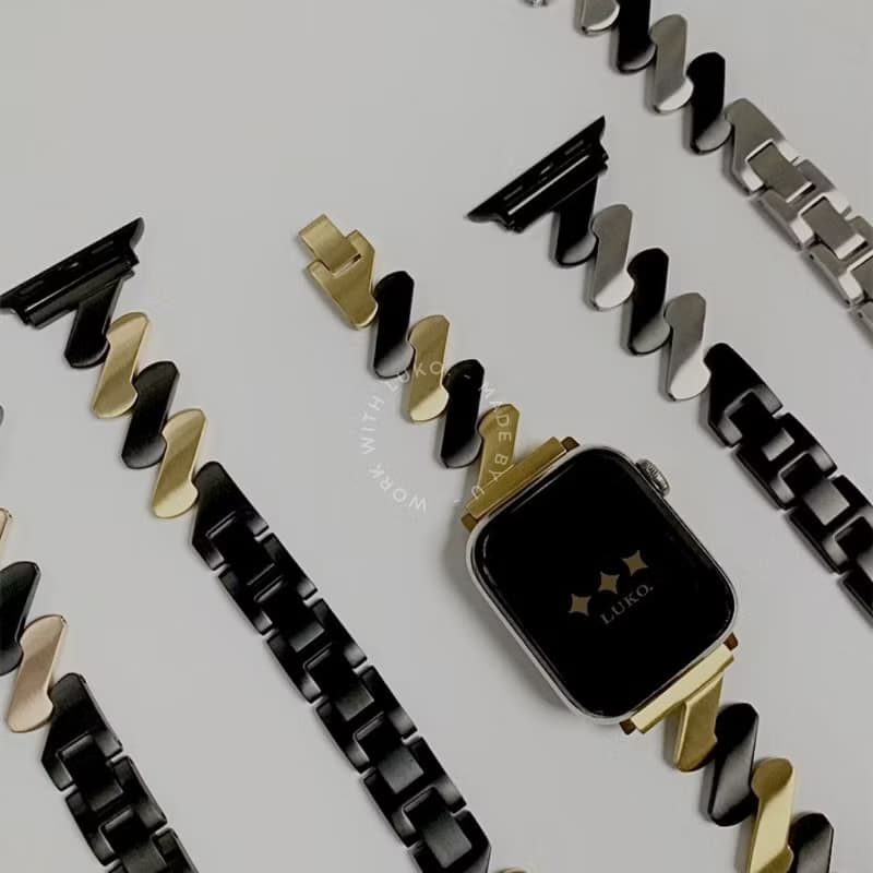 Apple Watch 一字撞色霧面不鏽鋼錶帶