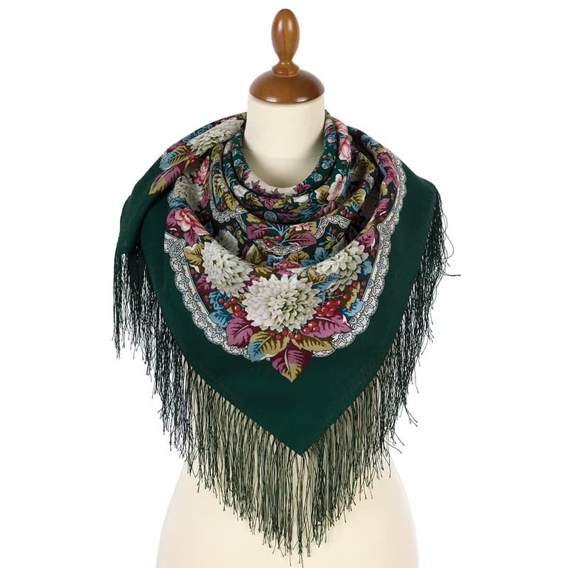 Authentic Pavlovo Posad Russian Shawl Scarf Soft 100% Wool 89x89 cm 1920-9