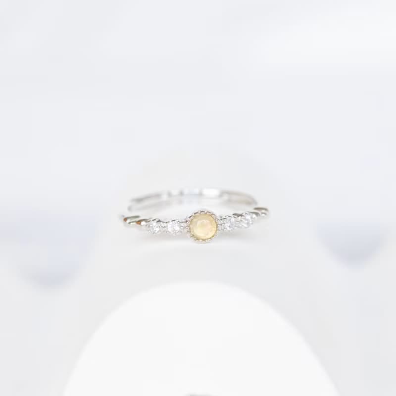 蛋白石925純銀蛋糕鋯石戒指