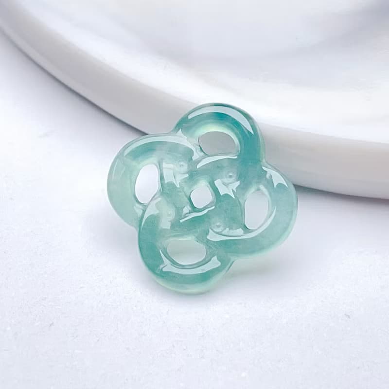 【結‧緣】冰藍水翡翠吉祥結吊飾 | 天然玉翡翠A貨 | 送禮