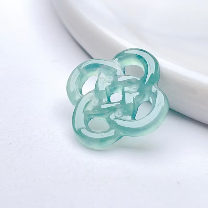 【結‧緣】冰藍水翡翠吉祥結吊飾 | 天然玉翡翠A貨 | 送禮