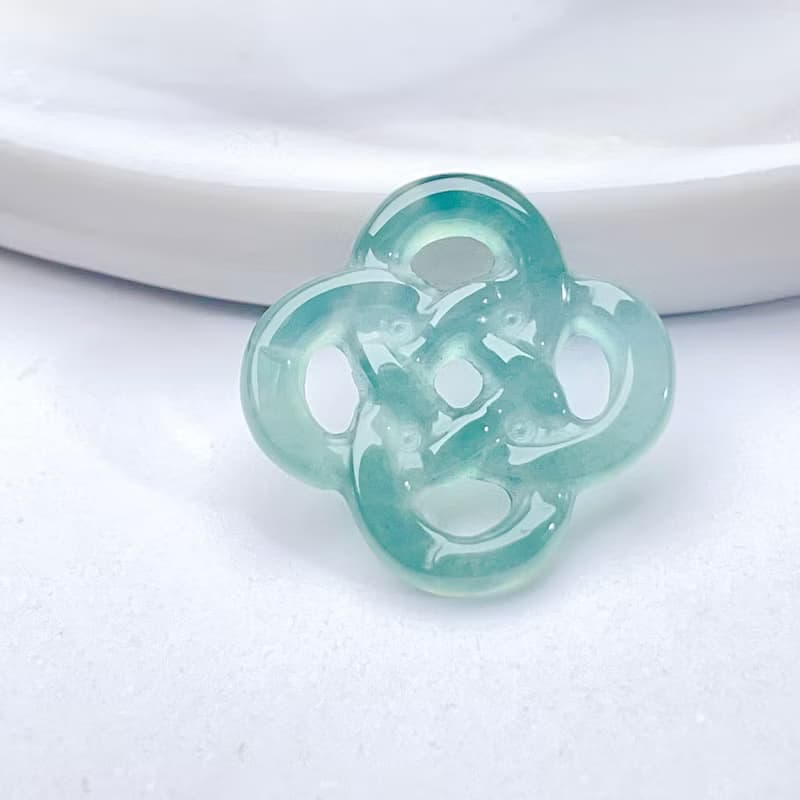 【結‧緣】冰藍水翡翠吉祥結吊飾 | 天然玉翡翠A貨 | 送禮