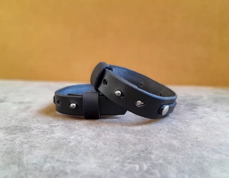 Natural Gray Labradorite Bracelet, Handmade Adjustable Black Leather  Cuff