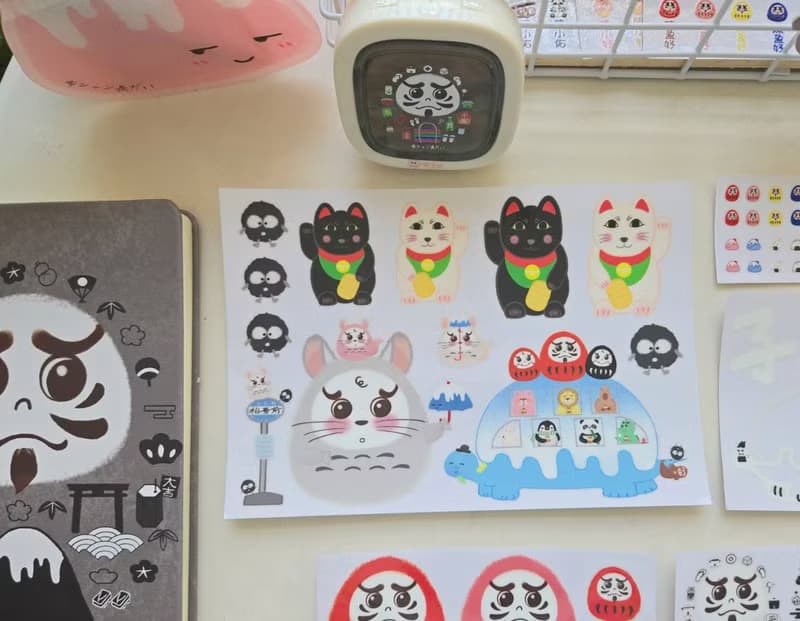 療癒トトロ 招財貓 車貼 文具 筆電 手機殼 行李箱 水壺 鐵盒貼紙