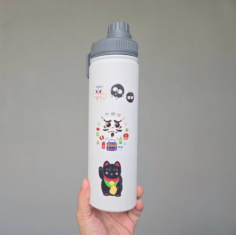 療癒トトロ 招財貓 車貼 文具 筆電 手機殼 行李箱 水壺 鐵盒貼紙